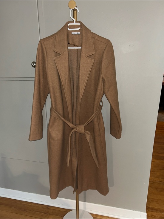 Dex Jackets & Blazers - Dex Camel Wrap Belted Long Coat